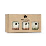 Gewürzset Bio von Ankerkraut, bestehend aus drei Korkengläsern in einer Geschenkbox.