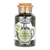 Goji Beeren Tee von Ankerkraut im Korkenglas auf weißem Hintergrund.