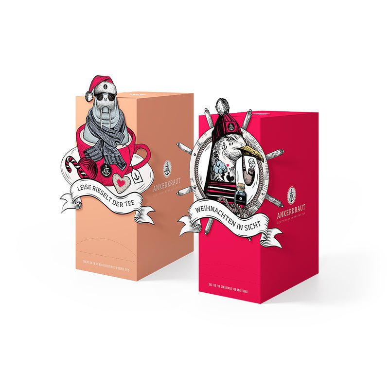 Kochen- und Tee Adventskalender vor weißem Hintergrund