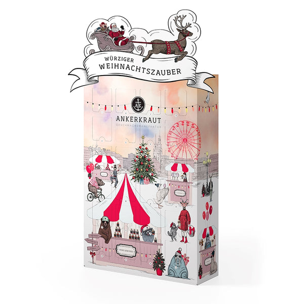 Premium Adventskalender vor weißem Hintergrund