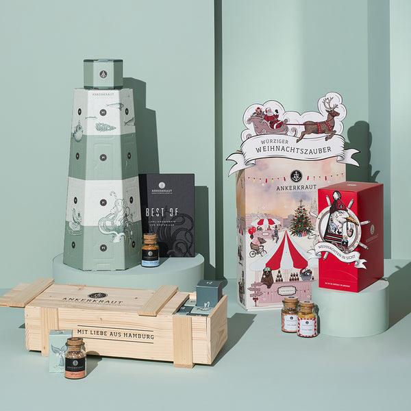 Adventskalender, 4er Set, inklusive Kochbuch