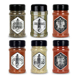 Bbq Streuer Gewürz-Set auf weißem Hintergrund.