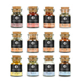 Die Korkengläser des Best Of Ankerkraut 1 Sets nebeneinander auf weißem Hintergrund.