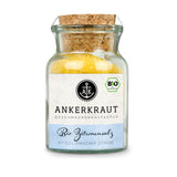 Ankerkraut BIO Zitronensalz im Korkenglas auf weißem Hintergrund.