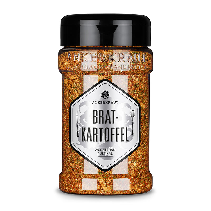 Bratkartoffelgewürz von Ankerkraut im Gewürzstreuer vor weißem Hintergrund.