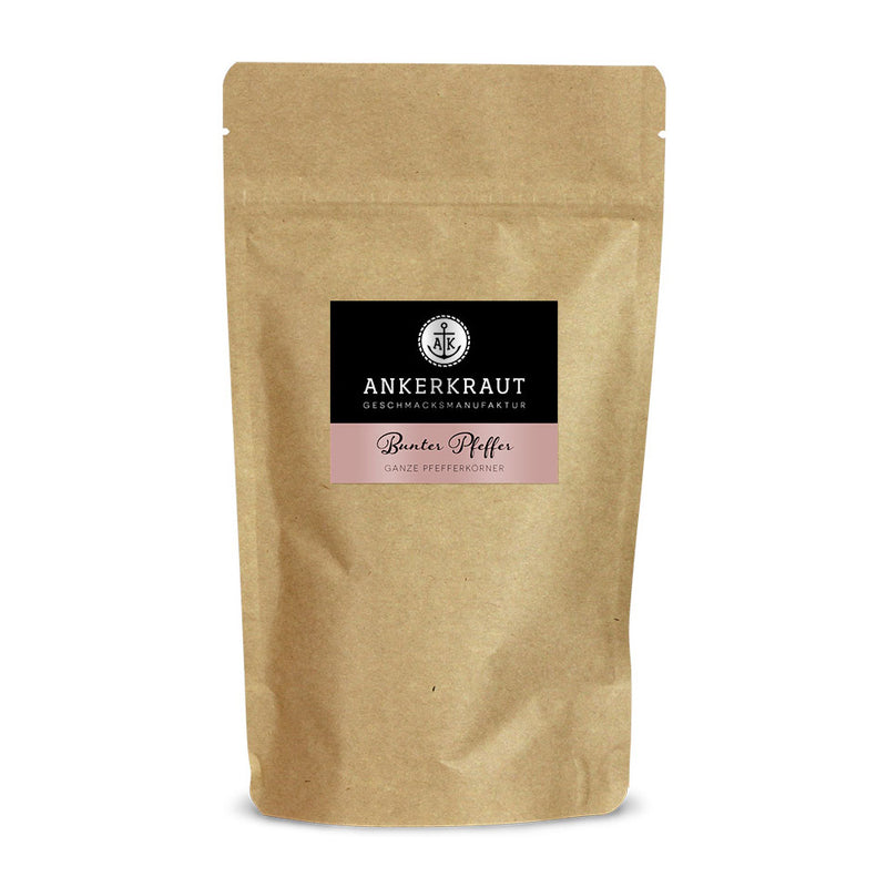 Bunter Pfeffer im praktischen kleinen Nachfüllbeutel zum wieder verschließen.