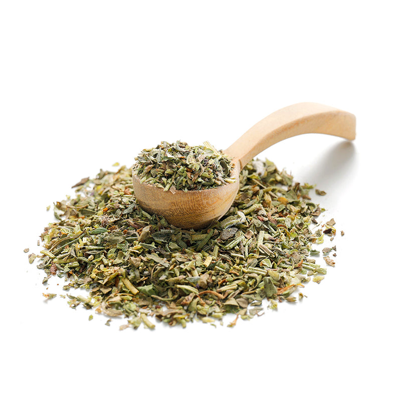 Italienische Kräuter BIO von Ankerkraut als Häufchen auf einem Gewürzlöffel.