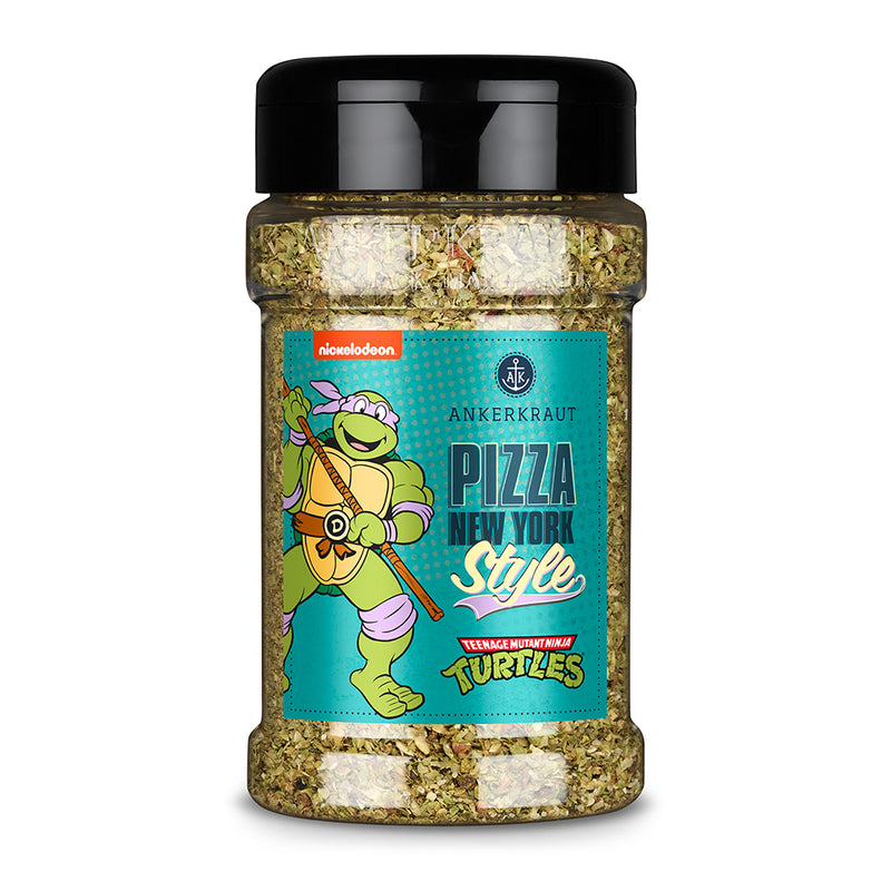 Ninja Turtles Pizza Donatello von Ankerkraut im Gewürzstreuer vor weißem Hintergrund.