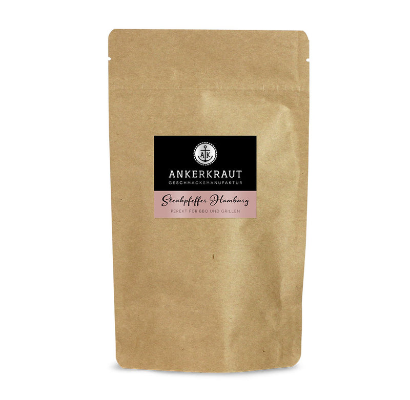 Ankerkraut Steakpfeffer Hamburg im praktischen kleinen Nachfüllbeutel zum wieder verschließen.