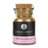 Weihnachtspups von Ankerkraut im Korkenglas auf weißem Hintergrund.